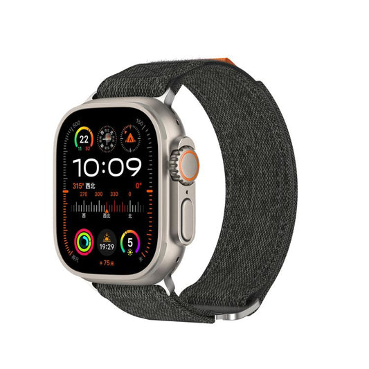 For Apple Watch 42mm / 41mm / 40mm / 38mm Kalebol Canvas Pattern Nylon Loop Strap(Black) - Watch Bands by Kalebol | Online Shopping UK | buy2fix
