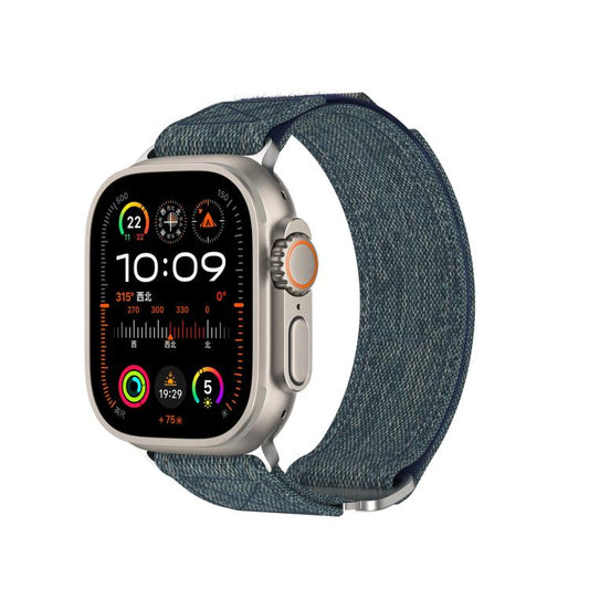 For Apple Watch 42mm / 41mm / 40mm / 38mm Kalebol Canvas Pattern Nylon Loop Strap(Blue) - Watch Bands by Kalebol | Online Shopping UK | buy2fix