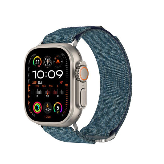 For Apple Watch 42mm / 41mm / 40mm / 38mm Kalebol Canvas Pattern Nylon Loop Strap(Light Blue) - Watch Bands by Kalebol | Online Shopping UK | buy2fix
