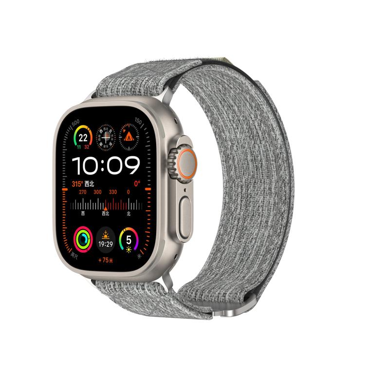 For Apple Watch 42mm / 41mm / 40mm / 38mm Kalebol Canvas Pattern Nylon Loop Strap(Light Grey) - Watch Bands by Kalebol | Online Shopping UK | buy2fix