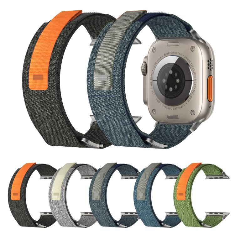 For Apple Watch 46mm / 49mm / 45mm / 44mm Kalebol Canvas Pattern Nylon Loop Strap(Blue) - Watch Bands by Kalebol | Online Shopping UK | buy2fix