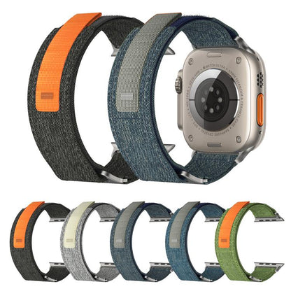 For Apple Watch 42mm / 41mm / 40mm / 38mm Kalebol Canvas Pattern Nylon Loop Strap(Blue) - Watch Bands by Kalebol | Online Shopping UK | buy2fix