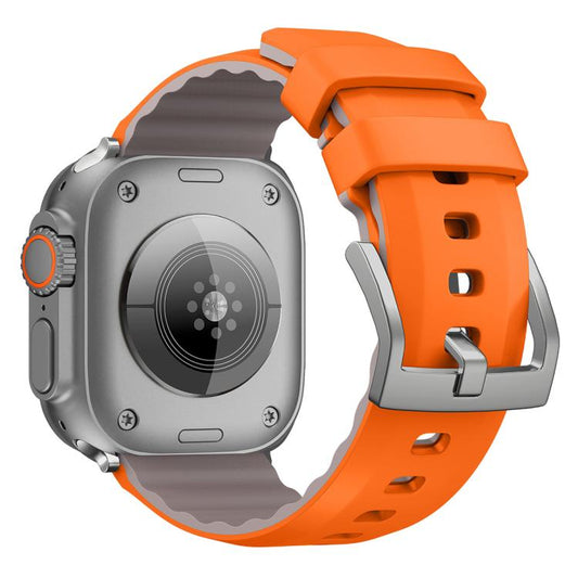 For Apple Watch 46mm / 49mm / 45mm / 44mm Kalebol Contrast Two-tone Silicone Strap(Orange) - Watch Bands by Kalebol | Online Shopping UK | buy2fix