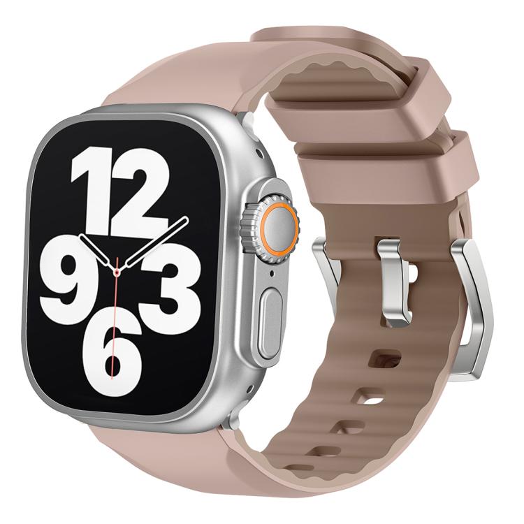 For Apple Watch 46mm / 49mm / 45mm / 44mm Kalebol Contrast Two-tone Silicone Strap(Pink Sand) - Watch Bands by Kalebol | Online Shopping UK | buy2fix