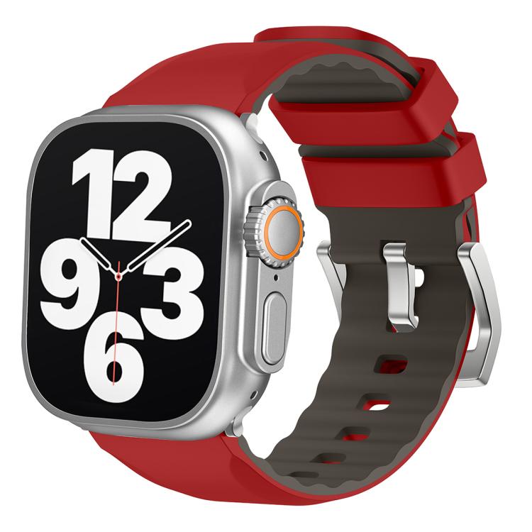 For Apple Watch 46mm / 49mm / 45mm / 44mm Kalebol Contrast Two-tone Silicone Strap(Red) - Watch Bands by Kalebol | Online Shopping UK | buy2fix