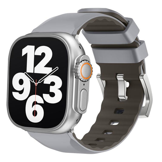 For Apple Watch 46mm / 49mm / 45mm / 44mm Kalebol Contrast Two-tone Silicone Strap(Light Grey) - Watch Bands by Kalebol | Online Shopping UK | buy2fix