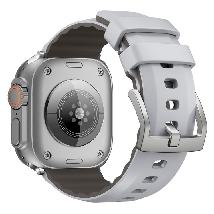 For Apple Watch 46mm / 49mm / 45mm / 44mm Kalebol Contrast Two-tone Silicone Strap(Light Grey) - Watch Bands by Kalebol | Online Shopping UK | buy2fix