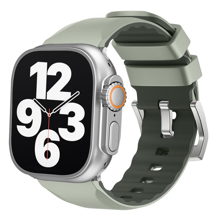 For Apple Watch 46mm / 49mm / 45mm / 44mm Kalebol Contrast Two-tone Silicone Strap(Matcha Green) - Watch Bands by Kalebol | Online Shopping UK | buy2fix