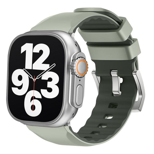 For Apple Watch 46mm / 49mm / 45mm / 44mm Kalebol Contrast Two-tone Silicone Strap(Matcha Green) - Watch Bands by Kalebol | Online Shopping UK | buy2fix
