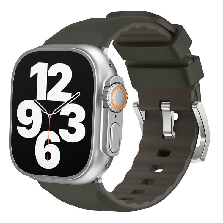 For Apple Watch 46mm / 49mm / 45mm / 44mm Kalebol Contrast Two-tone Silicone Strap(Dark Green) - Watch Bands by Kalebol | Online Shopping UK | buy2fix
