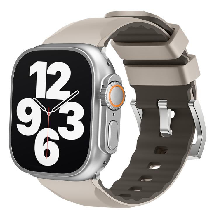 For Apple Watch 46mm / 49mm / 45mm / 44mm Kalebol Contrast Two-tone Silicone Strap(Starlight) - Watch Bands by Kalebol | Online Shopping UK | buy2fix