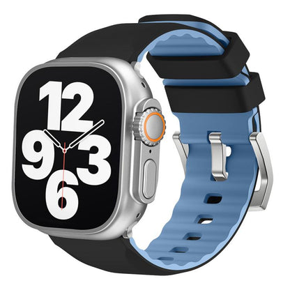 For Apple Watch 42mm / 41mm / 40mm / 38mm Kalebol Contrast Two-tone Silicone Strap(Black) - Watch Bands by Kalebol | Online Shopping UK | buy2fix
