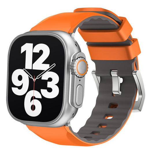 For Apple Watch 42mm / 41mm / 40mm / 38mm Kalebol Contrast Two-tone Silicone Strap(Orange) - Watch Bands by Kalebol | Online Shopping UK | buy2fix