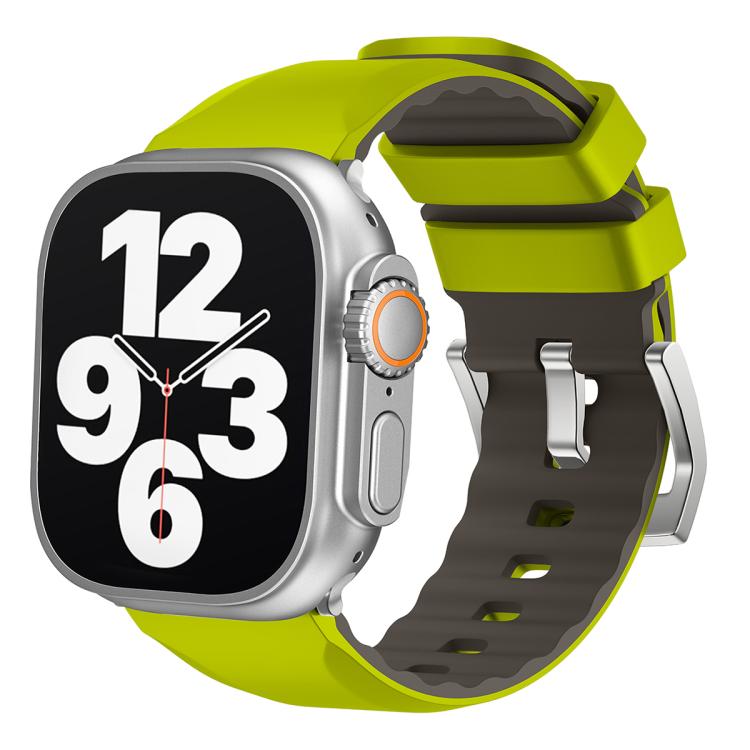 For Apple Watch 42mm / 41mm / 40mm / 38mm Kalebol Contrast Two-tone Silicone Strap(Fluorescent Green) - Watch Bands by Kalebol | Online Shopping UK | buy2fix