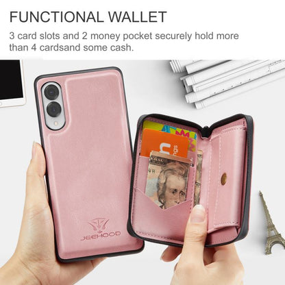 For Samsung Galaxy S25 Edge 5G JEEHOOD J02 Magnetic Zipper Horizontal Flip Leather Phone Case(Pink) - Galaxy S25 Edge 5G Cases by JEEHOOD | Online Shopping UK | buy2fix