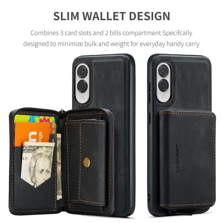 For Samsung Galaxy S25 Edge 5G JEEHOOD J02 Magnetic Zipper Horizontal Flip Leather Phone Case(Black) - Galaxy S25 Edge 5G Cases by JEEHOOD | Online Shopping UK | buy2fix