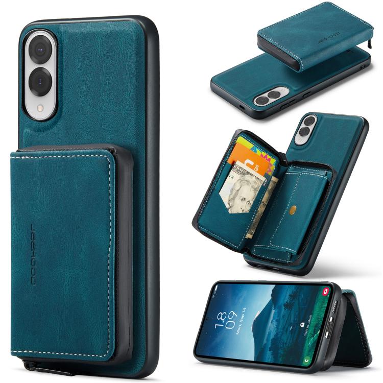 For Samsung Galaxy S25 Edge 5G JEEHOOD J02 Magnetic Zipper Horizontal Flip Leather Phone Case(Blue) - Galaxy S25 Edge 5G Cases by JEEHOOD | Online Shopping UK | buy2fix