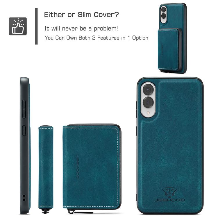 For Samsung Galaxy S25 Edge 5G JEEHOOD J02 Magnetic Zipper Horizontal Flip Leather Phone Case(Blue) - Galaxy S25 Edge 5G Cases by JEEHOOD | Online Shopping UK | buy2fix