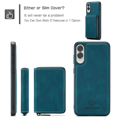 For Samsung Galaxy S25 Edge 5G JEEHOOD J02 Magnetic Zipper Horizontal Flip Leather Phone Case(Blue) - Galaxy S25 Edge 5G Cases by JEEHOOD | Online Shopping UK | buy2fix