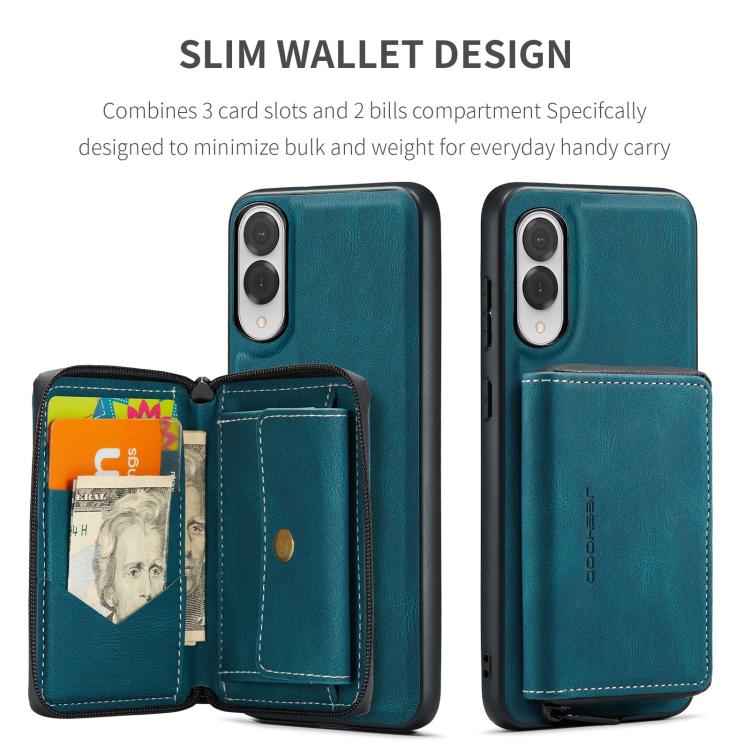 For Samsung Galaxy S25 Edge 5G JEEHOOD J02 Magnetic Zipper Horizontal Flip Leather Phone Case(Blue) - Galaxy S25 Edge 5G Cases by JEEHOOD | Online Shopping UK | buy2fix