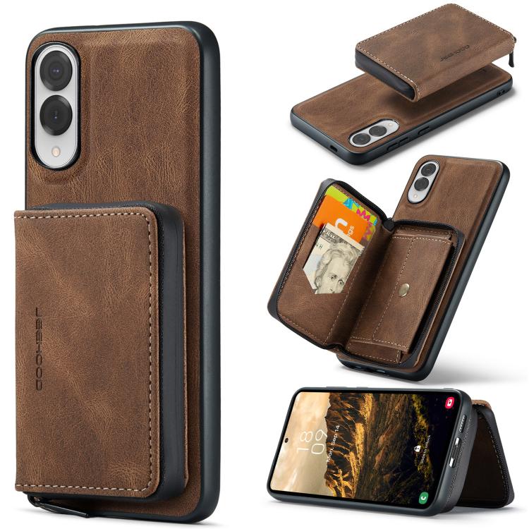 For Samsung Galaxy S25 Edge 5G JEEHOOD J02 Magnetic Zipper Horizontal Flip Leather Phone Case(Brown) - Galaxy S25 Edge 5G Cases by JEEHOOD | Online Shopping UK | buy2fix