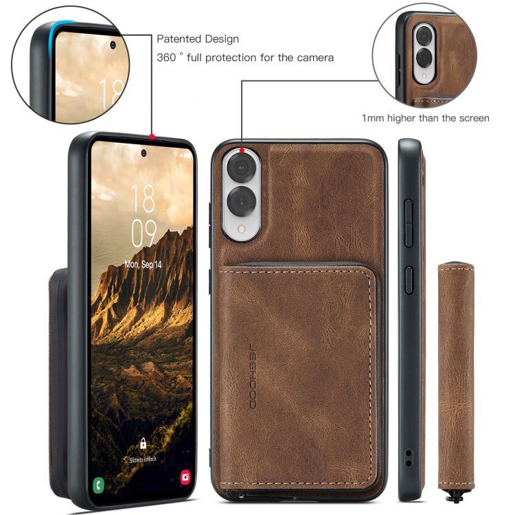 For Samsung Galaxy S25 Edge 5G JEEHOOD J02 Magnetic Zipper Horizontal Flip Leather Phone Case(Brown) - Galaxy S25 Edge 5G Cases by JEEHOOD | Online Shopping UK | buy2fix
