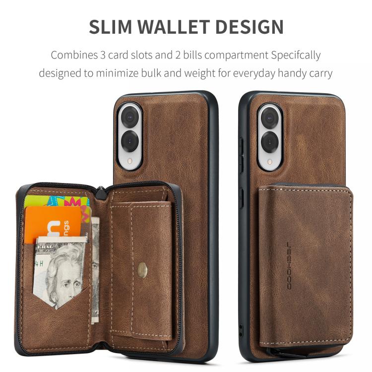 For Samsung Galaxy S25 Edge 5G JEEHOOD J02 Magnetic Zipper Horizontal Flip Leather Phone Case(Brown) - Galaxy S25 Edge 5G Cases by JEEHOOD | Online Shopping UK | buy2fix