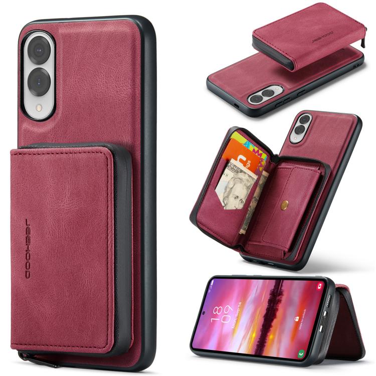 For Samsung Galaxy S25 Edge 5G JEEHOOD J02 Magnetic Zipper Horizontal Flip Leather Phone Case(Red) - Galaxy S25 Edge 5G Cases by JEEHOOD | Online Shopping UK | buy2fix
