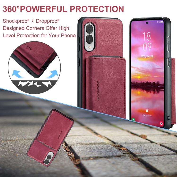 For Samsung Galaxy S25 Edge 5G JEEHOOD J02 Magnetic Zipper Horizontal Flip Leather Phone Case(Red) - Galaxy S25 Edge 5G Cases by JEEHOOD | Online Shopping UK | buy2fix