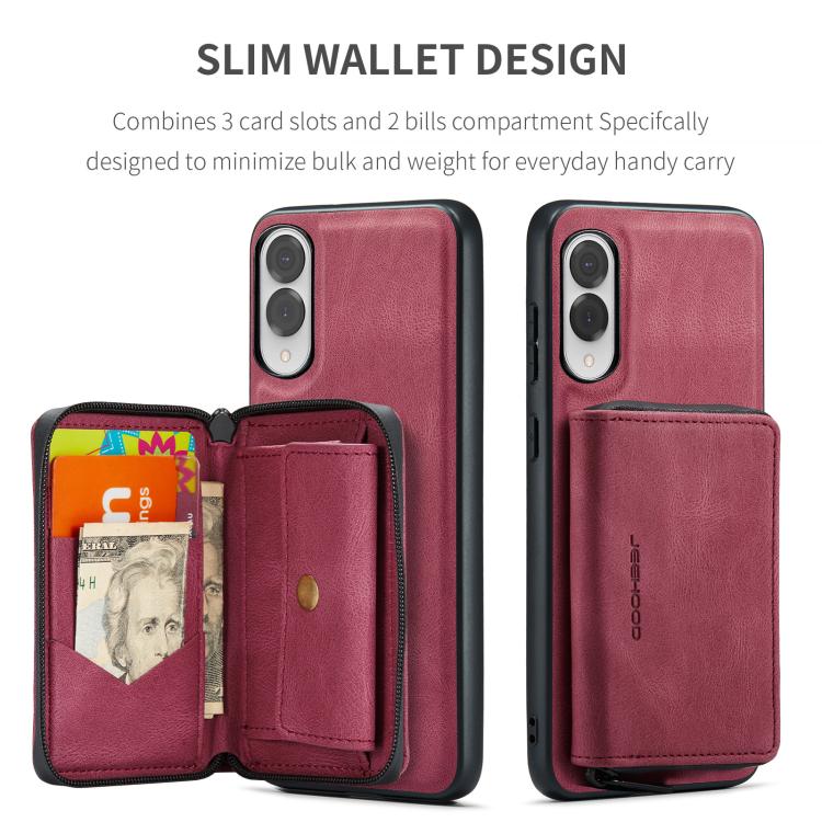 For Samsung Galaxy S25 Edge 5G JEEHOOD J02 Magnetic Zipper Horizontal Flip Leather Phone Case(Red) - Galaxy S25 Edge 5G Cases by JEEHOOD | Online Shopping UK | buy2fix