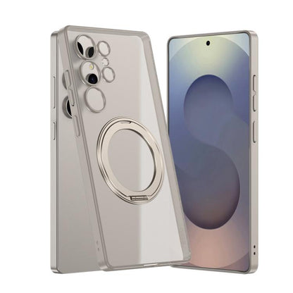 For Samsung Galaxy S25 Ultra 5G GKK Semi-transparent Skin Feel MagSafe Holder Phone Case(Titanium Grey) - Galaxy S25 Ultra 5G Cases by GKK | Online Shopping UK | buy2fix