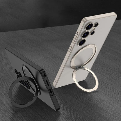 For Samsung Galaxy S25 Ultra 5G GKK Semi-transparent Skin Feel MagSafe Holder Phone Case(Titanium Grey) - Galaxy S25 Ultra 5G Cases by GKK | Online Shopping UK | buy2fix