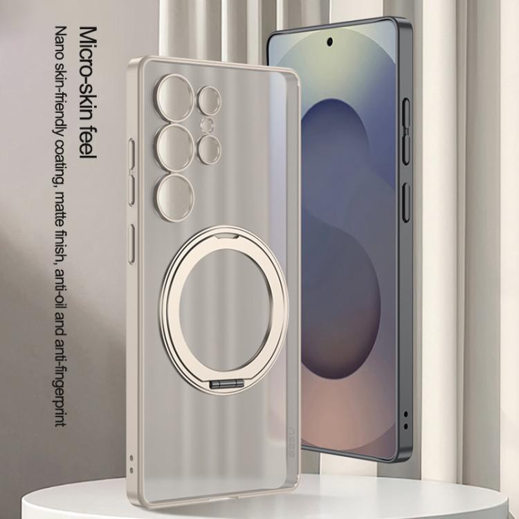 For Samsung Galaxy S25 Ultra 5G GKK Semi-transparent Skin Feel MagSafe Holder Phone Case(Titanium Grey) - Galaxy S25 Ultra 5G Cases by GKK | Online Shopping UK | buy2fix