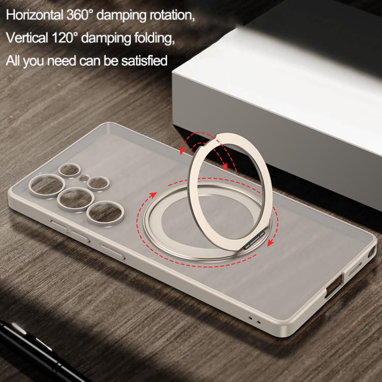 For Samsung Galaxy S25 Ultra 5G GKK Semi-transparent Skin Feel MagSafe Holder Phone Case(Titanium Grey) - Galaxy S25 Ultra 5G Cases by GKK | Online Shopping UK | buy2fix