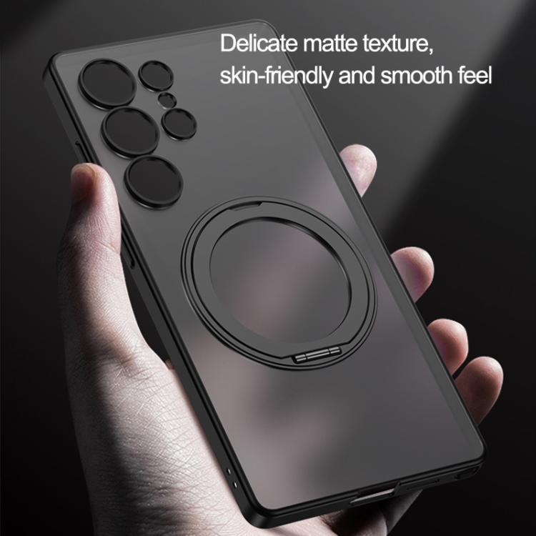 For Samsung Galaxy S25 Ultra 5G GKK Semi-transparent Skin Feel MagSafe Holder Phone Case(Titanium Grey) - Galaxy S25 Ultra 5G Cases by GKK | Online Shopping UK | buy2fix