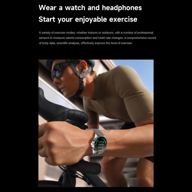 D9 1.46 inch 2 in 1 Bluetooth Earphone Smart Watch, Support Bluetooth Call / NFC / Heart Rate(Black) - Smart Watches by buy2fix | Online Shopping UK | buy2fix