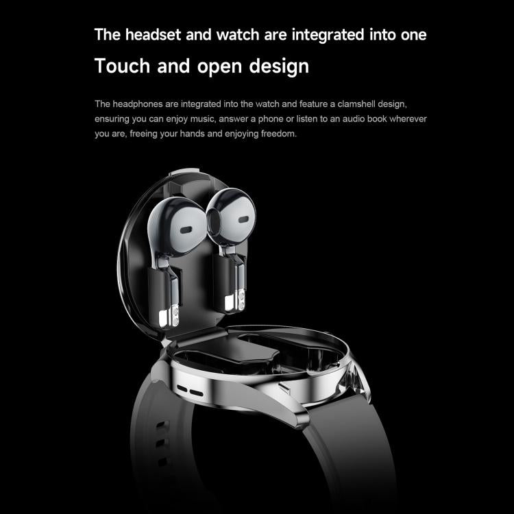 D9 1.46 inch 2 in 1 Bluetooth Earphone Smart Watch, Support Bluetooth Call / NFC / Heart Rate(Black) - Smart Watches by buy2fix | Online Shopping UK | buy2fix