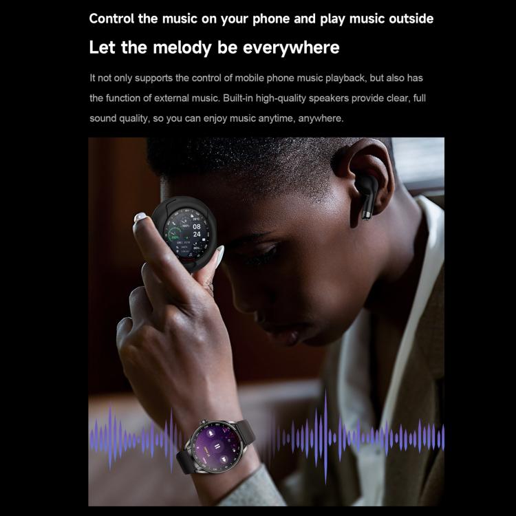 D9 1.46 inch 2 in 1 Bluetooth Earphone Smart Watch, Support Bluetooth Call / NFC / Heart Rate(Black) - Smart Watches by buy2fix | Online Shopping UK | buy2fix