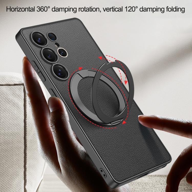 For Samsung Galaxy S25 Ultra 5G GKK Metal Paint Skin Feel Leather MagSafe Holder Phone Case(Titanium Silver) - Galaxy S25 Ultra 5G Cases by GKK | Online Shopping UK | buy2fix