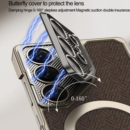 For Samsung Galaxy S25 Ultra 5G GKK Metal Paint Leather Nylon Fabric Lens Holder MagSafe Phone Case(Blue) - Galaxy S25 Ultra 5G Cases by GKK | Online Shopping UK | buy2fix
