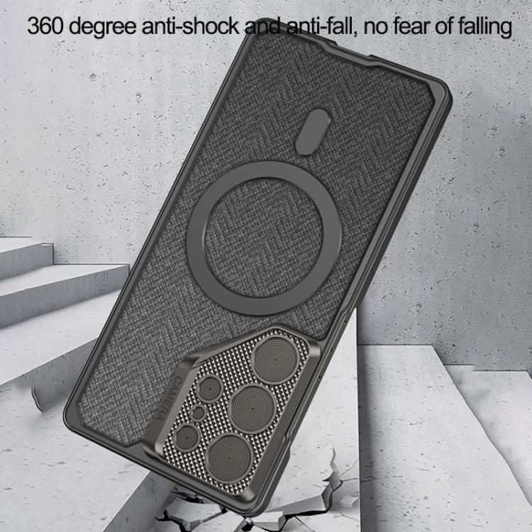 For Samsung Galaxy S25 Ultra 5G GKK Metal Paint Leather Nylon Fabric Lens Holder MagSafe Phone Case(Blue) - Galaxy S25 Ultra 5G Cases by GKK | Online Shopping UK | buy2fix