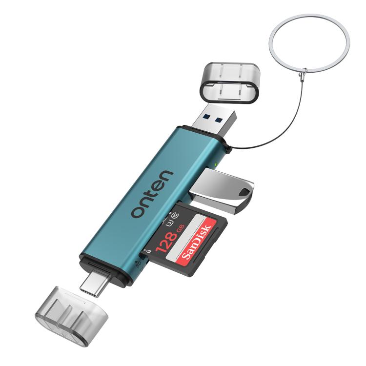 Onten OTN-CR537S 5 in 1 Type-C to USB with Micro SD/TF Card Reader(Pine Green) - Card Reader by Onten | Online Shopping UK | buy2fix