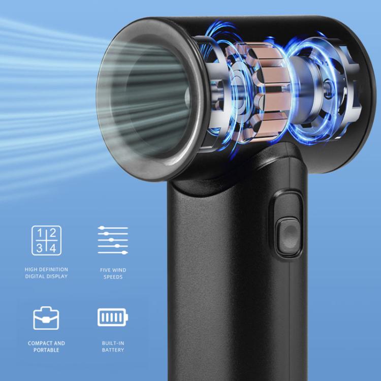 N610 Digital Display High Speed Handheld Fan(Beige) - Electric Fans by buy2fix | Online Shopping UK | buy2fix