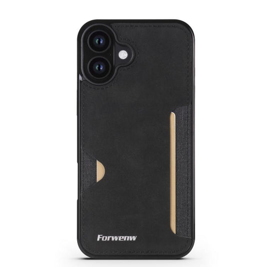 For iPhone 16 Plus Forwenw F5 Series Integrated Card Bag Phone Case(Black) - iPhone 16 Plus Cases by Forwenw | Online Shopping UK | buy2fix