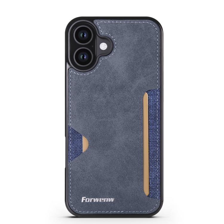 For iPhone 16 Plus Forwenw F5 Series Integrated Card Bag Phone Case(Blue) - iPhone 16 Plus Cases by Forwenw | Online Shopping UK | buy2fix