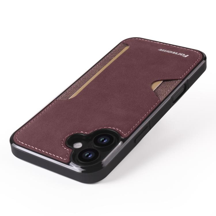For iPhone 16 Plus Forwenw F5 Series Integrated Card Bag Phone Case(Red) - iPhone 16 Plus Cases by Forwenw | Online Shopping UK | buy2fix