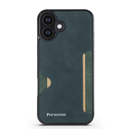 For iPhone 16 Forwenw F5 Series Integrated Card Bag Phone Case(Green) - iPhone 16 Cases by Forwenw | Online Shopping UK | buy2fix