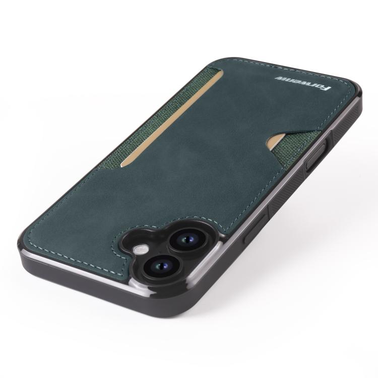 For iPhone 16 Forwenw F5 Series Integrated Card Bag Phone Case(Green) - iPhone 16 Cases by Forwenw | Online Shopping UK | buy2fix