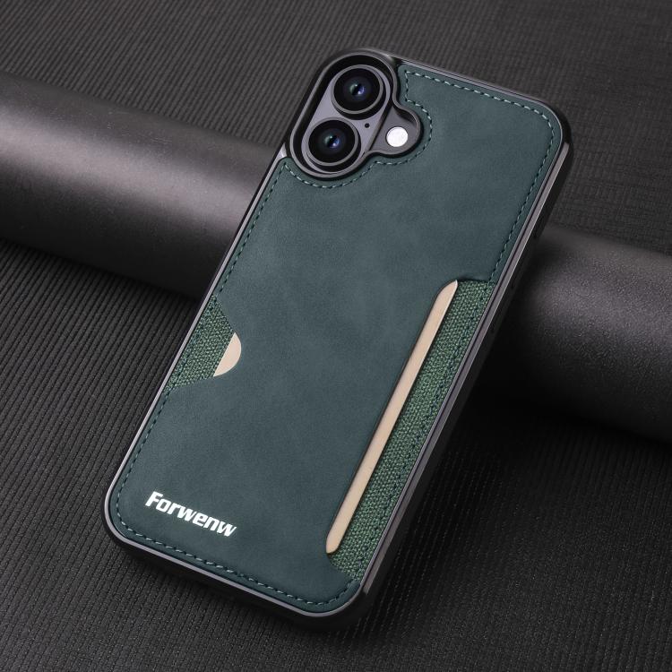 For iPhone 16 Forwenw F5 Series Integrated Card Bag Phone Case(Green) - iPhone 16 Cases by Forwenw | Online Shopping UK | buy2fix