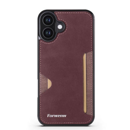 For iPhone 16 Forwenw F5 Series Integrated Card Bag Phone Case(Red) - iPhone 16 Cases by Forwenw | Online Shopping UK | buy2fix